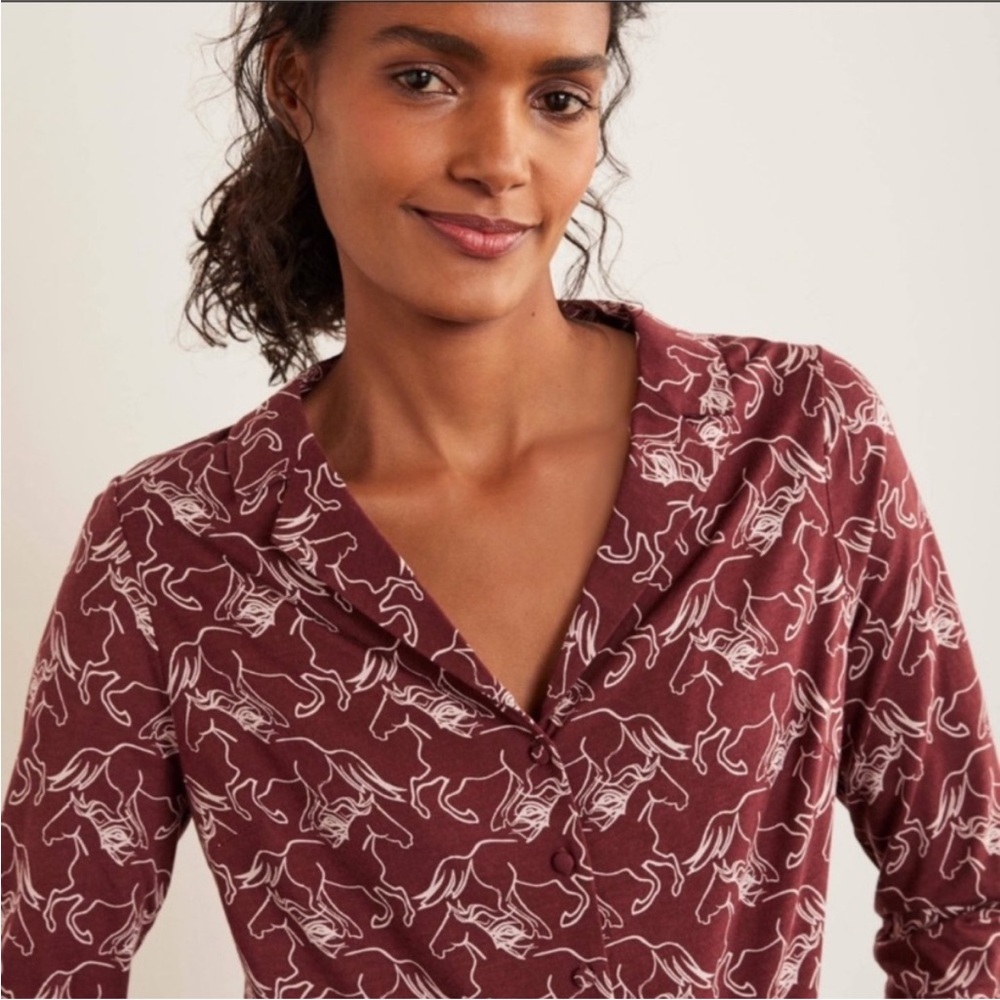 Boden Agnes Jersey Shirt Maroon Wild Horses Shirt 16/18